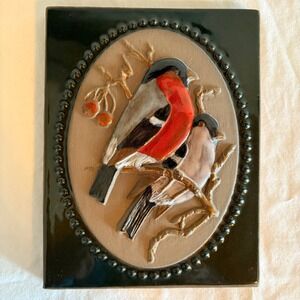 Jie‎ Gantofta Sweden Ceramic Bird Wall Plaque Tile Design Aimo Ready to Hang